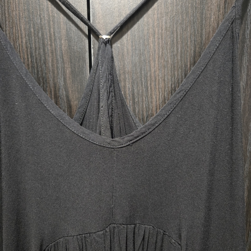 Black Romper Cropped Strappy Keyhole Back Size Xs - Picture 4 of 5